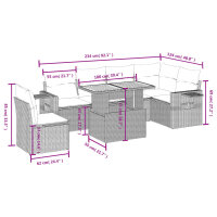 vidaXL 7-tlg. Garten-Sofagarnitur mit Kissen Grau Poly Rattan