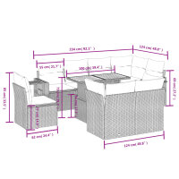 vidaXL 9-tlg. Garten-Sofagarnitur mit Kissen Grau Poly Rattan