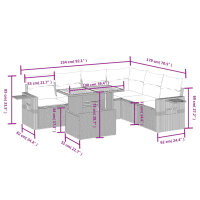 vidaXL 7-tlg. Garten-Sofagarnitur mit Kissen Grau Poly Rattan