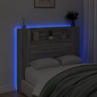 vidaXL LED-Kopfteil mit Ablagen Grau Sonoma 120x16,5x103,5 cm