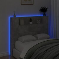 vidaXL LED-Kopfteil mit Ablagen Betongrau 120x16,5x103,5 cm