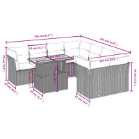 vidaXL 9-tlg. Garten-Sofagarnitur mit Kissen Grau Poly Rattan