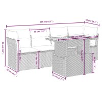 vidaXL 5-tlg. Garten-Sofagarnitur mit Kissen Grau Poly Rattan