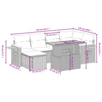 vidaXL 7-tlg. Garten-Sofagarnitur mit Kissen Grau Poly Rattan