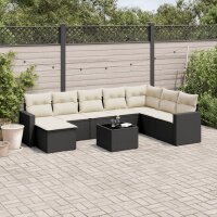 vidaXL 9-tlg. Garten-Sofagarnitur mit Kissen Schwarz Poly Rattan