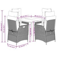 vidaXL 5-tlg. Garten-Essgruppe mit Kissen Beige Poly Rattan