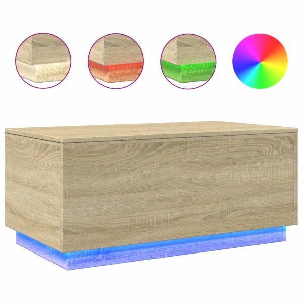 vidaXL Couchtisch mit LED-Leuchten Sonoma-Eiche 90x50x40 cm