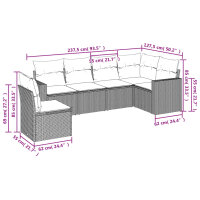 vidaXL 6-tlg. Garten-Sofagarnitur mit Kissen Braun Poly Rattan