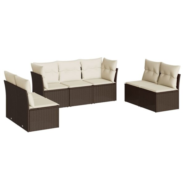 vidaXL 7-tlg. Garten-Sofagarnitur mit Kissen Braun Poly Rattan