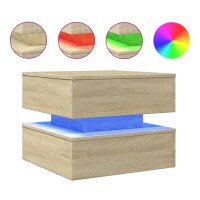 vidaXL Couchtisch mit LED-Leuchten Sonoma-Eiche 50x50x40 cm