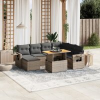 vidaXL 8-tlg. Garten-Sofagarnitur mit Kissen Grau Poly Rattan