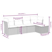 vidaXL 5-tlg. Garten-Sofagarnitur mit Kissen Braun Poly Rattan