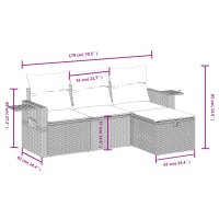 vidaXL 4-tlg. Garten-Sofagarnitur mit Kissen Braun Poly Rattan