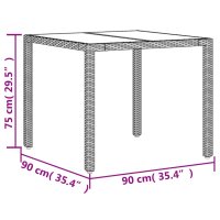 vidaXL Gartentisch mit Glasplatte Braun 90x90x75 cm Poly Rattan