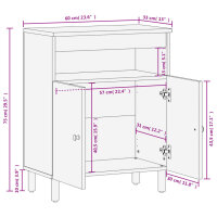 vidaXL Beistellschrank Schwarz 60x33x75 cm Massivholz Mango