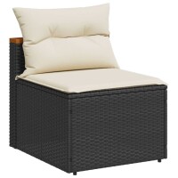 vidaXL Gartensofas ohne Armlehnen mit Kissen 2 Stk Schwarz Poly Rattan