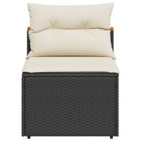 vidaXL Gartensofas ohne Armlehnen mit Kissen 2 Stk Schwarz Poly Rattan