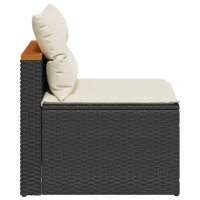 vidaXL Gartensofas ohne Armlehnen mit Kissen 2 Stk Schwarz Poly Rattan