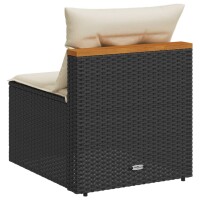 vidaXL Gartensofas ohne Armlehnen mit Kissen 2 Stk Schwarz Poly Rattan