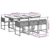 vidaXL 7-tlg. Garten-Essgruppe mit Kissen Hellgrau Poly Rattan