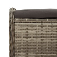 vidaXL Gartenhocker mit Kissen Grau 58x46x46 cm Poly Rattan