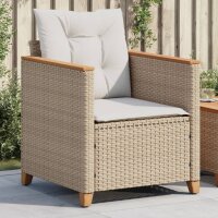 vidaXL Gartensessel mit Kissen Beige Poly Rattan