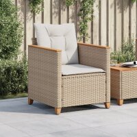 vidaXL Gartensessel mit Kissen Beige Poly Rattan