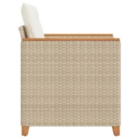 vidaXL Gartensessel mit Kissen Beige Poly Rattan