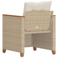 vidaXL Gartensessel mit Kissen Beige Poly Rattan