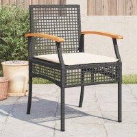 vidaXL Gartenst&uuml;hle mit Kissen 4 Stk. Schwarz Poly Rattan Akazienholz