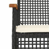 vidaXL Gartenst&uuml;hle mit Kissen 4 Stk. Schwarz Poly Rattan Akazienholz