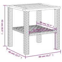 vidaXL Gartentisch Grau 40x40x42 cm Poly Rattan Akazienholz