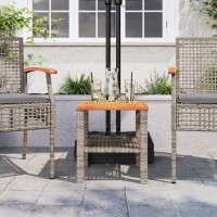 vidaXL Gartentisch Grau 40x40x42 cm Poly Rattan Akazienholz