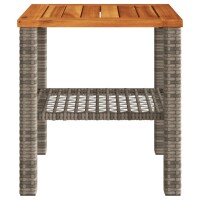 vidaXL Gartentisch Grau 40x40x42 cm Poly Rattan Akazienholz