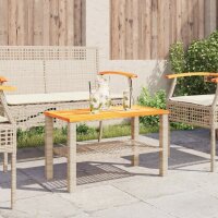 vidaXL Gartentisch Beige 70x38x42 cm Poly Rattan Akazienholz