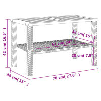 vidaXL Gartentisch Beige 70x38x42 cm Poly Rattan Akazienholz