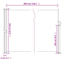 vidaXL Seitenmarkise Ausziehbar Rot 160x300 cm