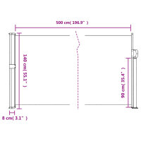 vidaXL Seitenmarkise Ausziehbar Schwarz 140x500 cm