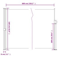 vidaXL Seitenmarkise Ausziehbar Braun 160x600 cm