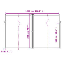 vidaXL Seitenmarkise Ausziehbar Schwarz 200x600 cm