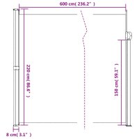 vidaXL Seitenmarkise Ausziehbar Schwarz 220x600 cm