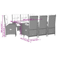 vidaXL 9-tlg. Garten-Essgruppe mit Kissen Schwarz Poly Rattan