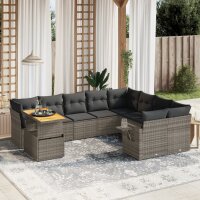 vidaXL 10-tlg. Garten-Sofagarnitur mit Kissen Grau Poly...