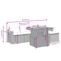 vidaXL 6-tlg. Garten-Sofagarnitur mit Kissen Grau Poly Rattan