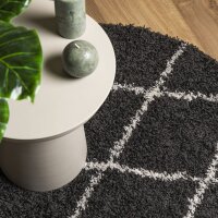 vidaXL Teppich Shaggy Hochflor Modern Schwarz und Creme &Oslash; 240 cm