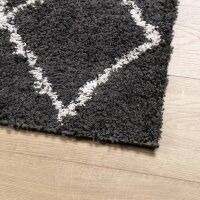 vidaXL Teppich Shaggy Hochflor Modern Schwarz und Creme 80x150 cm