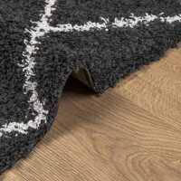 vidaXL Teppich Shaggy Hochflor Modern Schwarz und Creme 80x150 cm