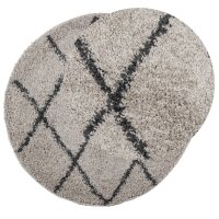 vidaXL Teppich Shaggy Hochflor Modern Beige und Anthrazit &Oslash; 80 cm