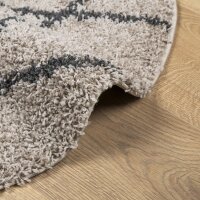 vidaXL Teppich Shaggy Hochflor Modern Beige und Anthrazit &Oslash; 80 cm