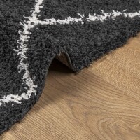 vidaXL Teppich Shaggy Hochflor Modern Schwarz und Creme 80x250 cm